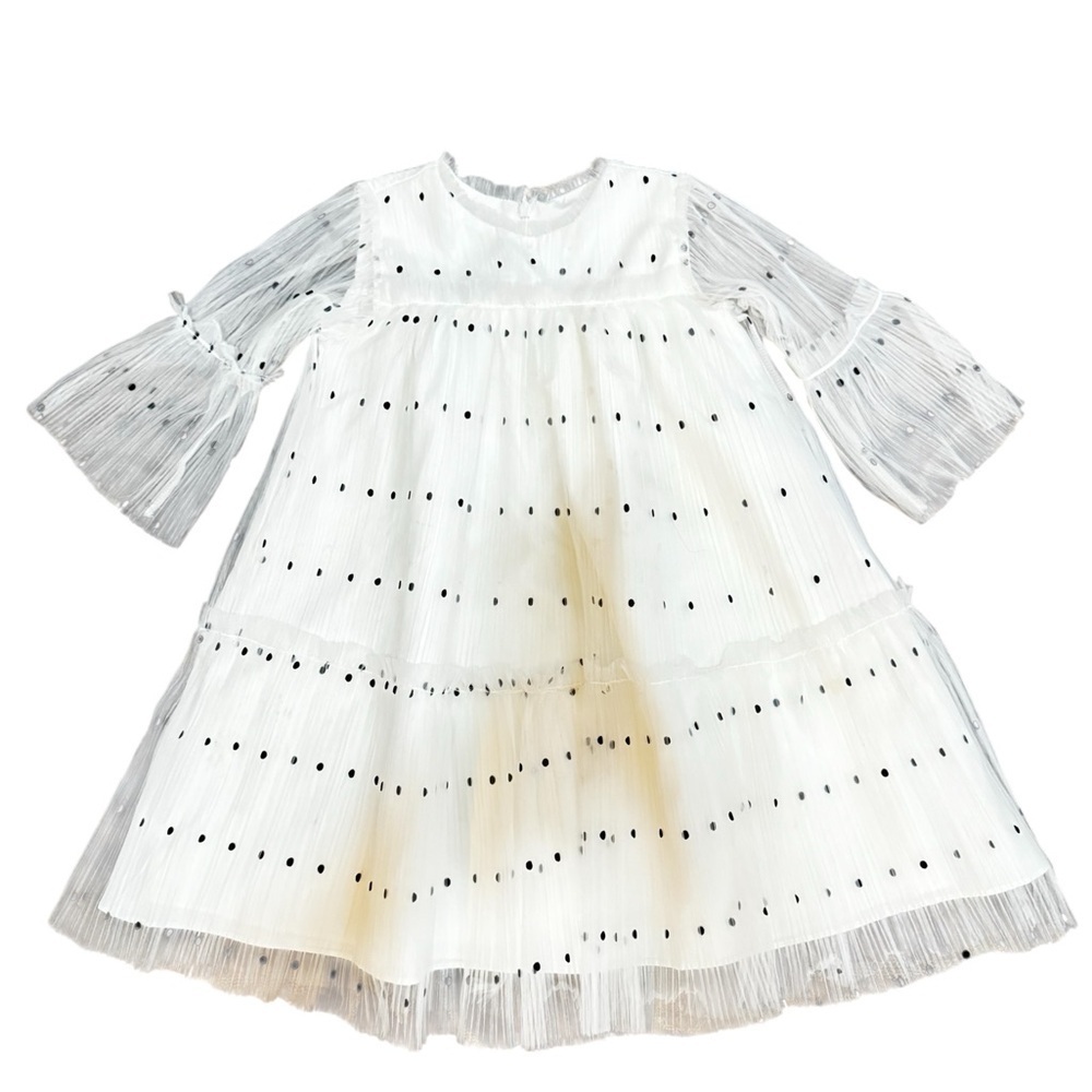 Nordstrom Polka Dot Cream Lace Detail Fabric Size 6